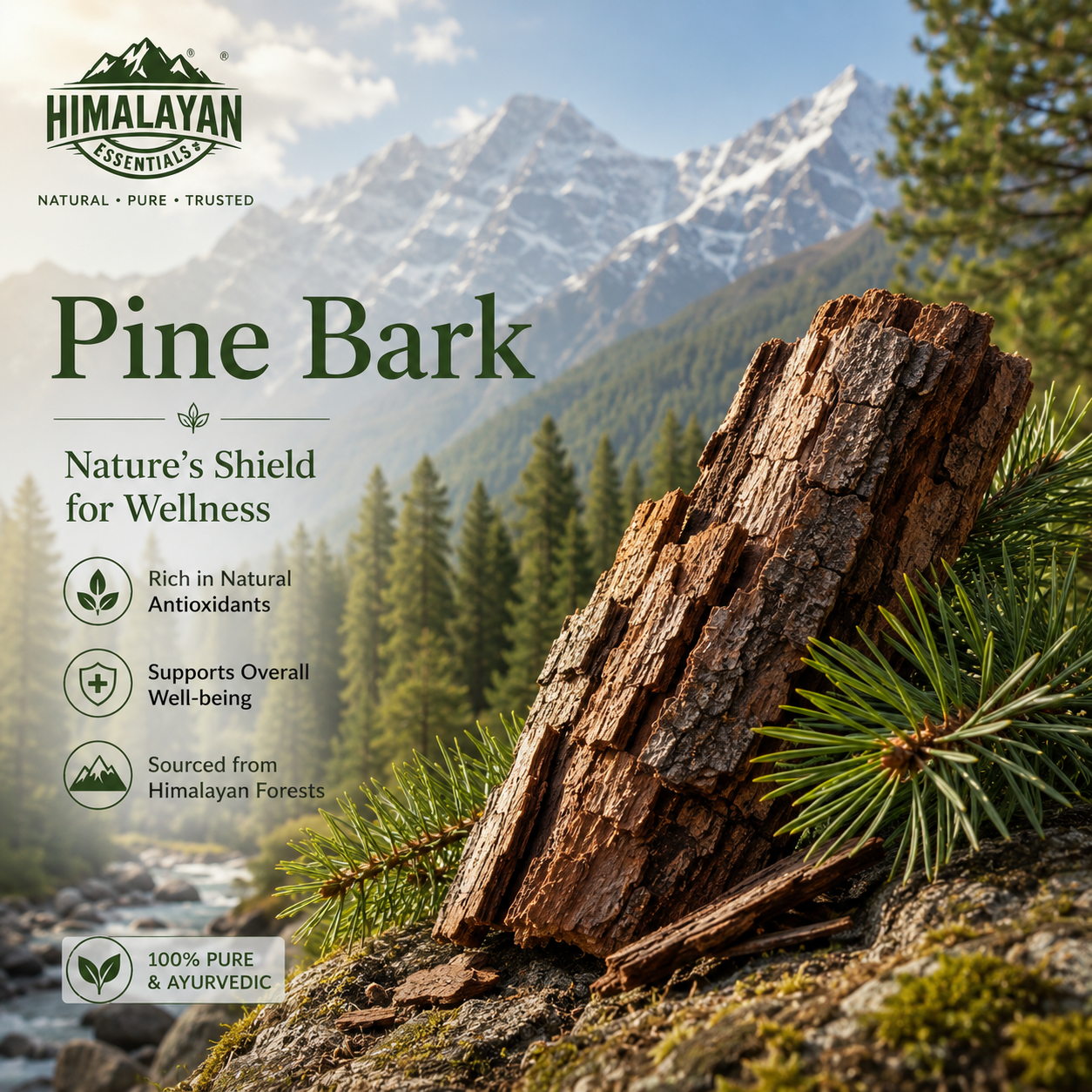Natural Pine Bark ingredient in Himalayan Essentials Hair Growth Tablets