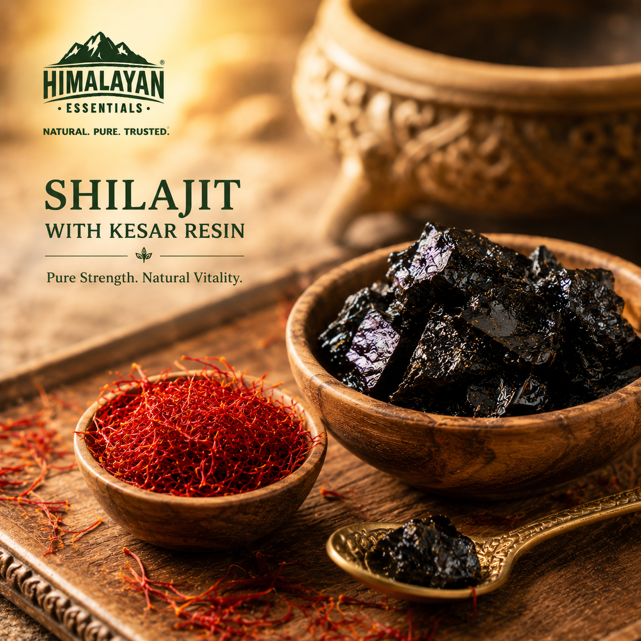 Shilajit and Kesar ingredients in Himalayan Essentials Shilajit With Kesar Resin