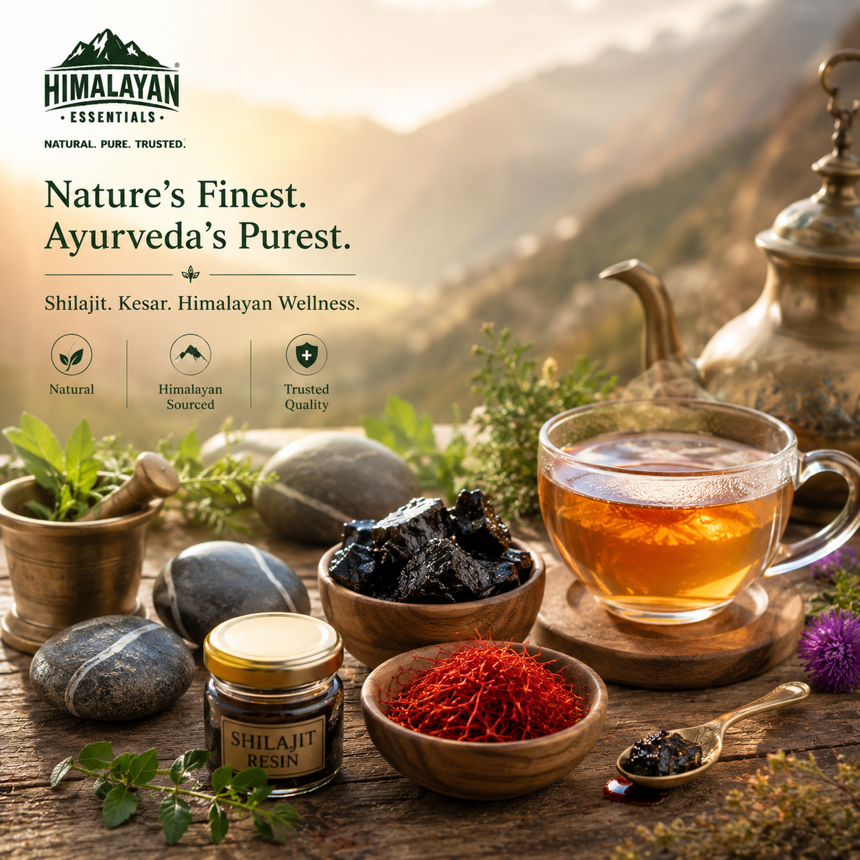 Himalayan Essentials Shilajit With Kesar Resin for vitality and stamina support